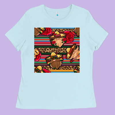 Mexican Gnomes Seamless Pattern Ladies Tee Designed By Bundleandbundleshop