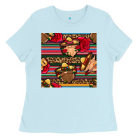 Baby Blue mexican gnomes seamless pattern Ladies Tee - BundleAndBundleShop