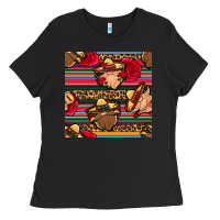 Black mexican gnomes seamless pattern Ladies Tee - BundleAndBundleShop