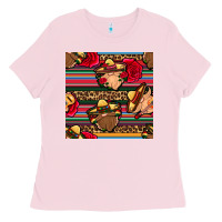 Bubblegum Pink mexican gnomes seamless pattern Ladies Tee - BundleAndBundleShop