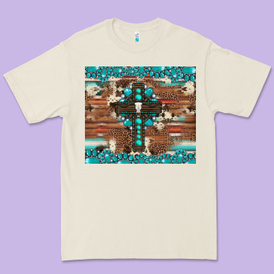Gemstone And Cross With Cowhide Premium Tee Designed By Artiststas