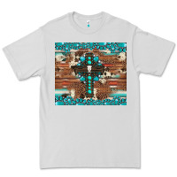 Dove Grey gemstone and cross with cowhide Premium Tee - Artiststas