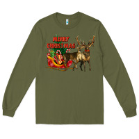 Army Green merry christmas two deers Long Sleeve Tee - LillyAllenDesigns