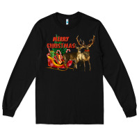 Black merry christmas two deers Long Sleeve Tee - LillyAllenDesigns