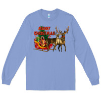 Colony Blue merry christmas two deers Long Sleeve Tee - LillyAllenDesigns