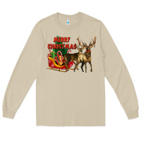 Mushroom merry christmas two deers Long Sleeve Tee - LillyAllenDesigns