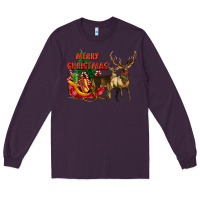 Plum merry christmas two deers Long Sleeve Tee - LillyAllenDesigns