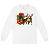 White merry christmas two deers Long Sleeve Tee - LillyAllenDesigns