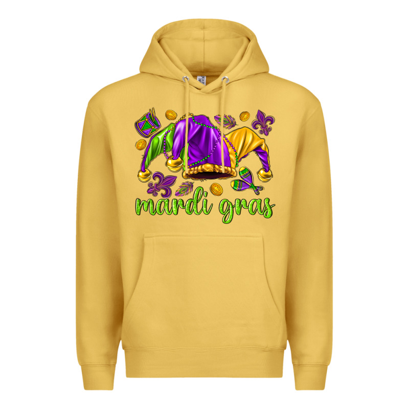 Mardi Gras With Jester Hat Premium Hoodie by HowdyJamesFarm | Teevron