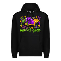 Black Mardi Gras with jester hat Premium Hoodie - HowdyJamesFarm