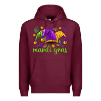 Burgundy Mardi Gras with jester hat Premium Hoodie - HowdyJamesFarm