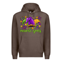 Coffee Mardi Gras with jester hat Premium Hoodie - HowdyJamesFarm