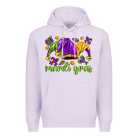 Lilac Mardi Gras with jester hat Premium Hoodie - HowdyJamesFarm