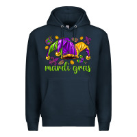 Navy Mardi Gras with jester hat Premium Hoodie - HowdyJamesFarm