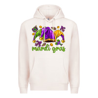 Pale Pink Mardi Gras with jester hat Premium Hoodie - HowdyJamesFarm