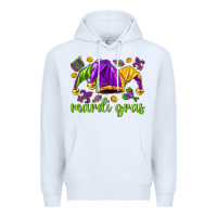 White Mardi Gras with jester hat Premium Hoodie - HowdyJamesFarm