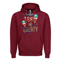 Burgundy Sweet land of liberty 4th of july Zipper Hoodie - HowdyJamesFarm