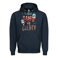Navy Sweet land of liberty 4th of july Zipper Hoodie - HowdyJamesFarm