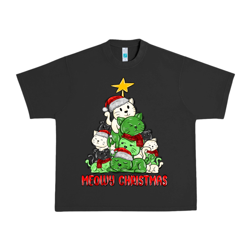 Meowy Christmas Cat Tree Urban Heavy Tee by MaliasSmallBusiness | Teevron
