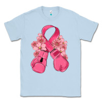 Dusty Blue breast cancer with boxing gloves Classic Tee - MaliasSmallBusiness