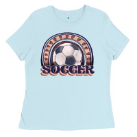 Baby Blue soccer rainbow Ladies Tee - JahusDesignShop