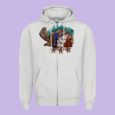 God Bless The Usa Eagle 4th Of July Zipper Hoodie Designed By Howdyjamesfarm