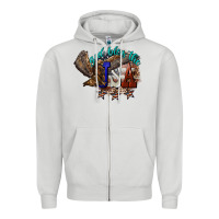 Dove Grey God bless the USA Eagle 4th of july Zipper Hoodie - HowdyJamesFarm