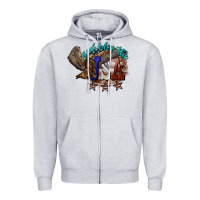 Heather Grey God bless the USA Eagle 4th of july Zipper Hoodie - HowdyJamesFarm
