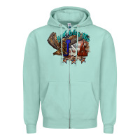Seafoam God bless the USA Eagle 4th of july Zipper Hoodie - HowdyJamesFarm