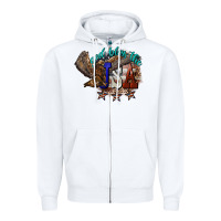 White God bless the USA Eagle 4th of july Zipper Hoodie - HowdyJamesFarm
