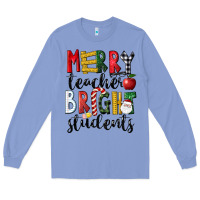 Colony Blue Merry Teacher Bright Students Christmas Long Sleeve Tee - LillyAllenDesigns