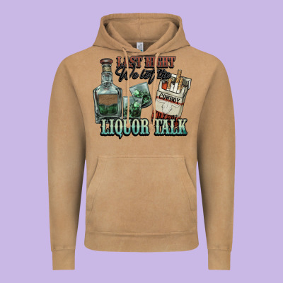 Last Night We Let The Liquor Talk Cowboy Western C Vintage Hoodie Designed By Nancycooperartshop