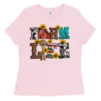 Bubblegum Pink western farm life Ladies Tee - Artiststas