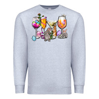 Heather Grey Easter wine glasses Premium Sweatshirt - OliviaCreatesArt