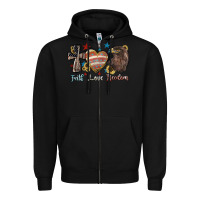 Black Faith love freedom 4th of july Zipper Hoodie - HowdyJamesFarm