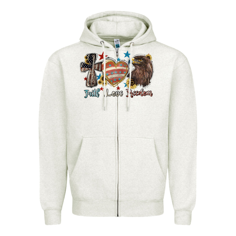 Faith Love Freedom 4th Of July Zipper Hoodie by HowdyJamesFarm | Teevron