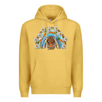 Antique Gold Easter Bunny with carrot rainbow Easter Day Premium Hoodie - HowdyJamesFarm