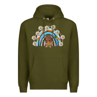 Army Green Easter Bunny with carrot rainbow Easter Day Premium Hoodie - HowdyJamesFarm