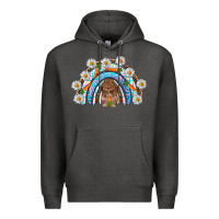Charcoal Heather Easter Bunny with carrot rainbow Easter Day Premium Hoodie - HowdyJamesFarm