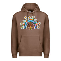 Chestnut Easter Bunny with carrot rainbow Easter Day Premium Hoodie - HowdyJamesFarm