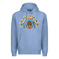 Colony Blue Easter Bunny with carrot rainbow Easter Day Premium Hoodie - HowdyJamesFarm