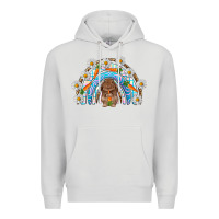 Dove Grey Easter Bunny with carrot rainbow Easter Day Premium Hoodie - HowdyJamesFarm