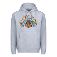 Heather Grey Easter Bunny with carrot rainbow Easter Day Premium Hoodie - HowdyJamesFarm