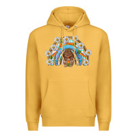 Mustard Easter Bunny with carrot rainbow Easter Day Premium Hoodie - HowdyJamesFarm
