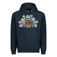 Navy Easter Bunny with carrot rainbow Easter Day Premium Hoodie - HowdyJamesFarm