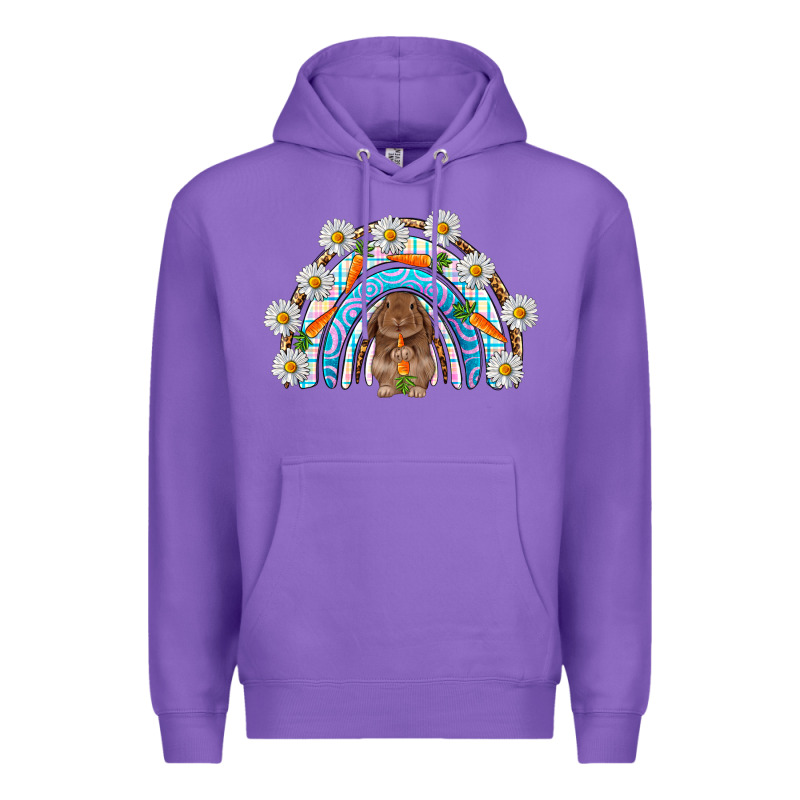 Easter Bunny With Carrot Rainbow Easter Day Premium Hoodie by HowdyJamesFarm | Teevron