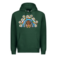 Sports Green Easter Bunny with carrot rainbow Easter Day Premium Hoodie - HowdyJamesFarm