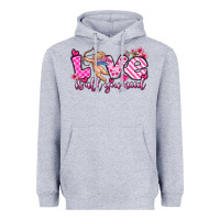 Heather Grey love is all you need Heavyweight Hoodie - OliviaCreatesArt