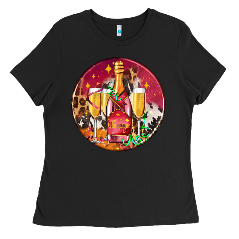 Christmas Champagne Bottle And Champagne's Ladies Tee by AdoDesignShop | Teevron