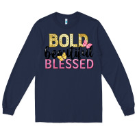 Navy bold beautiful blessed Long Sleeve Tee - LillyAllenDesigns